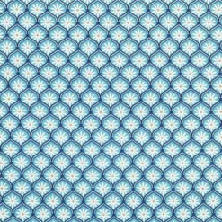 Tissu cretonne coton Zea motif graphique fleuri turquoise