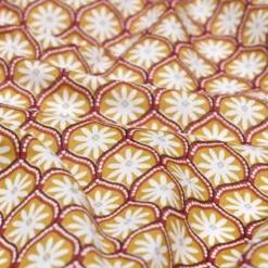 Tissu cretonne coton Zea motifs fleurs graphique jaune