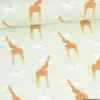 Tissu cretonne coton Zefira motif girafes fond menthe -OEKO TEX