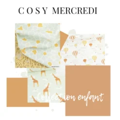 Tissu cretonne coton Zefira motif girafes fond menthe -OEKO TEX
