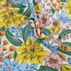 Tissu Cretonne de Coton Camilou - Motif Fleurs Jaunes, Camel et Bleu