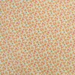 Tissu Cretonne de Coton Caseille motif fleurs roses et oranges
