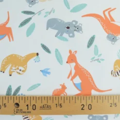 Tissu Cretonne de Coton Kangoa - Motif Kangourous & Fleurs