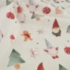 Tissu cretonne de coton Noël – gnomes, sapins et étoiles écru/rouge