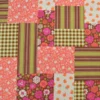 Tissu Cretonne de Coton Suzie motif patchwork fleurs cacao et rose