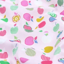 Tissu cretonne Granny motif pommes fond rose - oeko tex