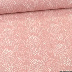 Tissu Cretonne motif étoiles fond rose - Anggun - OEKO TEX