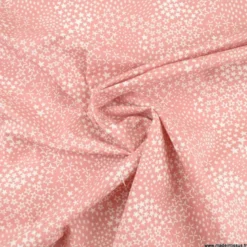 Tissu Cretonne motif étoiles fond rose - Anggun - OEKO TEX
