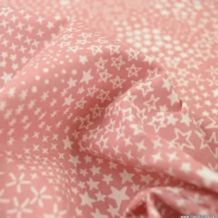 Tissu Cretonne motif étoiles fond rose - Anggun - OEKO TEX