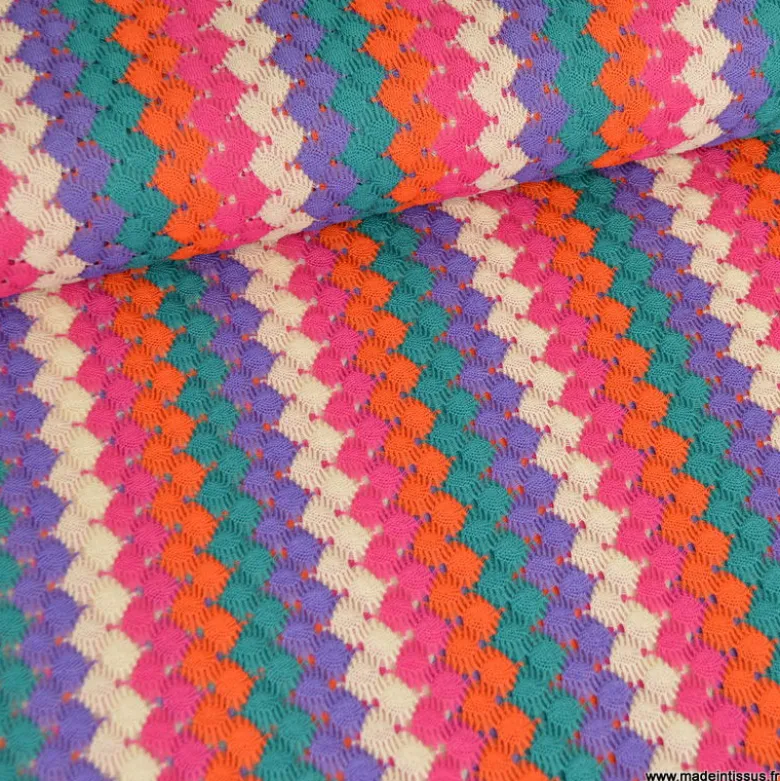 Tissu crochet à rayures multicouleurs