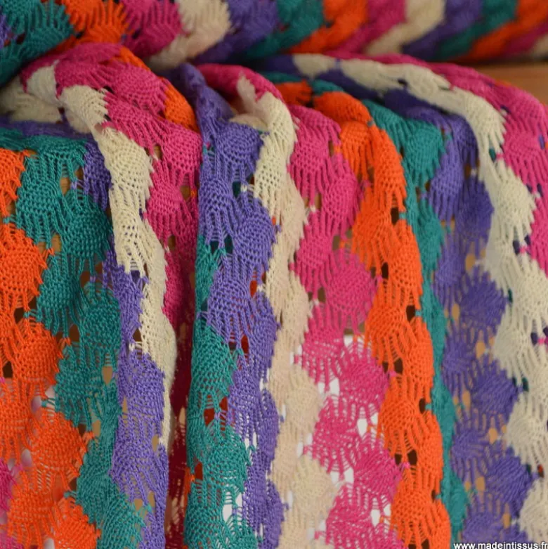 Tissu crochet à rayures multicouleurs