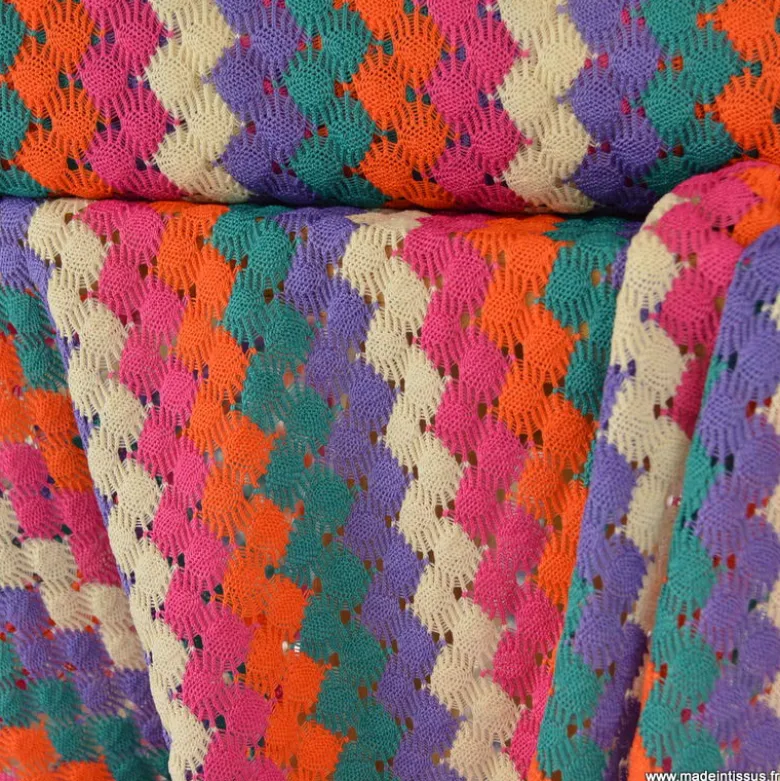 Tissu crochet à rayures multicouleurs