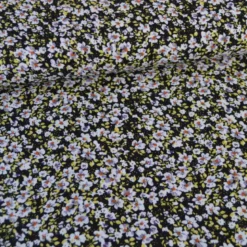 Tissu crêpe de Viscose Isée motif fleurs fond noir
