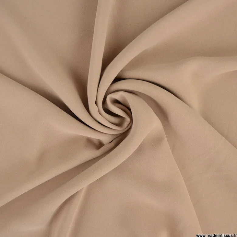 Tissu crêpe mi-lourd coloris beige foncé - OEKO TEX