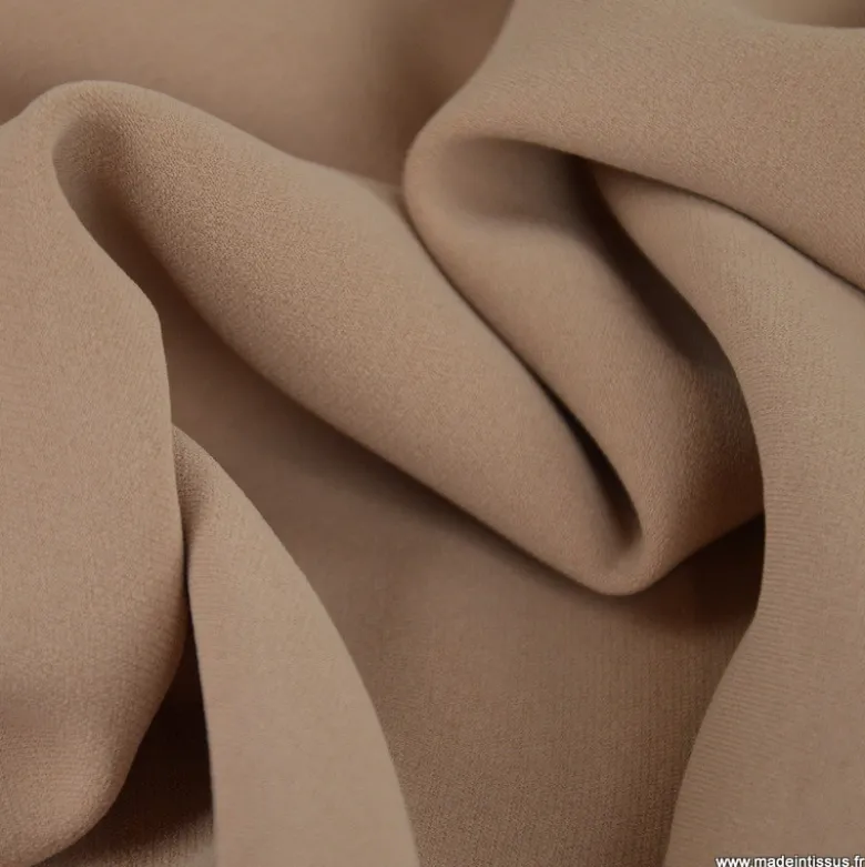 Tissu crêpe mi-lourd coloris beige foncé - OEKO TEX