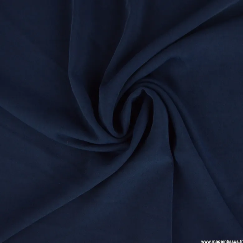 Tissu crêpe mi-lourd coloris Bleu marine - OEKO TEX