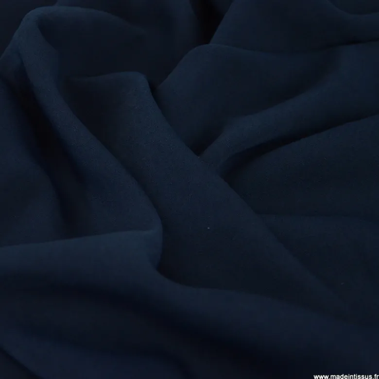 Tissu crêpe mi-lourd coloris Bleu marine - OEKO TEX