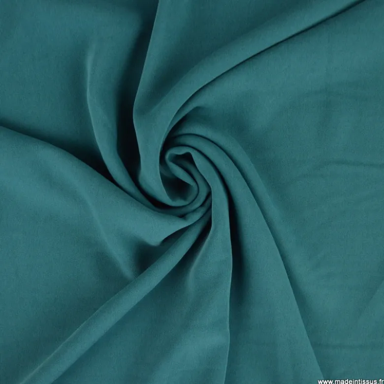Tissu crêpe mi-lourd coloris Pétrole - OEKO TEX