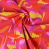 Tissu demi natté canva motif oiseaux exotiques fond fuchsia