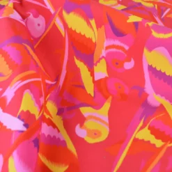 Tissu demi natté canva motif oiseaux exotiques fond fuchsia