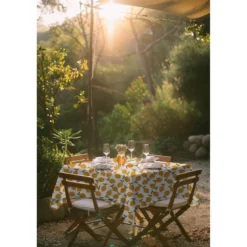 Tissu demi natté canvas motif oranges fond blanc