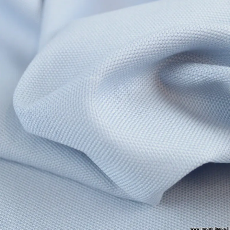 Tissu demi natté coton bleu ciel