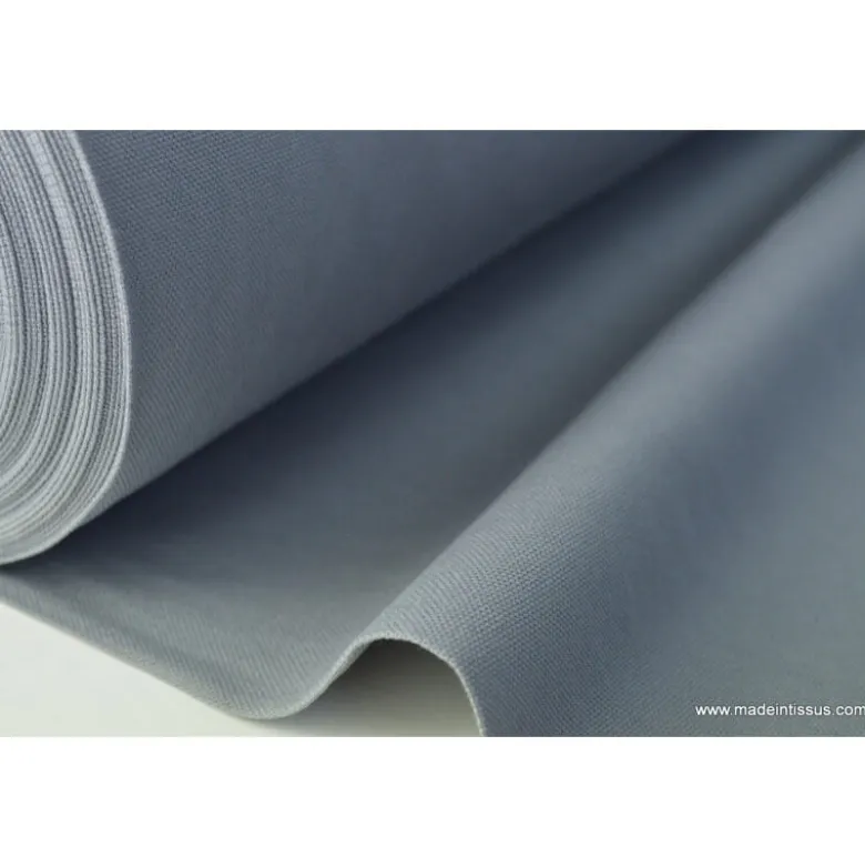 Tissu demi natté coton grande largeur gris