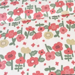 Tissu demi-natté coton Lin Kokka fleurs - collection Knap