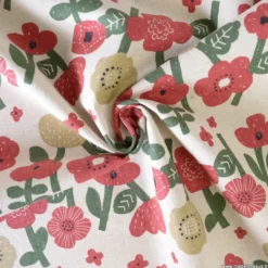 Tissu demi-natté coton Lin Kokka fleurs - collection Knap