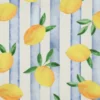 Tissu demi natté coton motif citrons et rayures