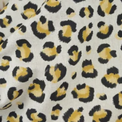 Tissu demi natté coton motif léopard doré fond aspect lin
