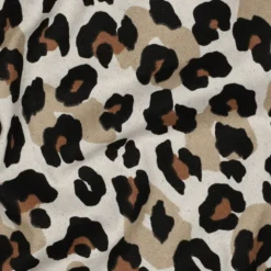 Tissu demi natté coton motif léopard fond aspect lin