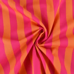 Tissu demi natté coton rayures fines orange et fuchsia