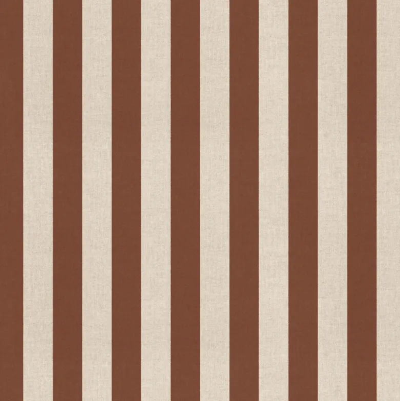 Tissu demi natté coton rayures larges Camel et Lin