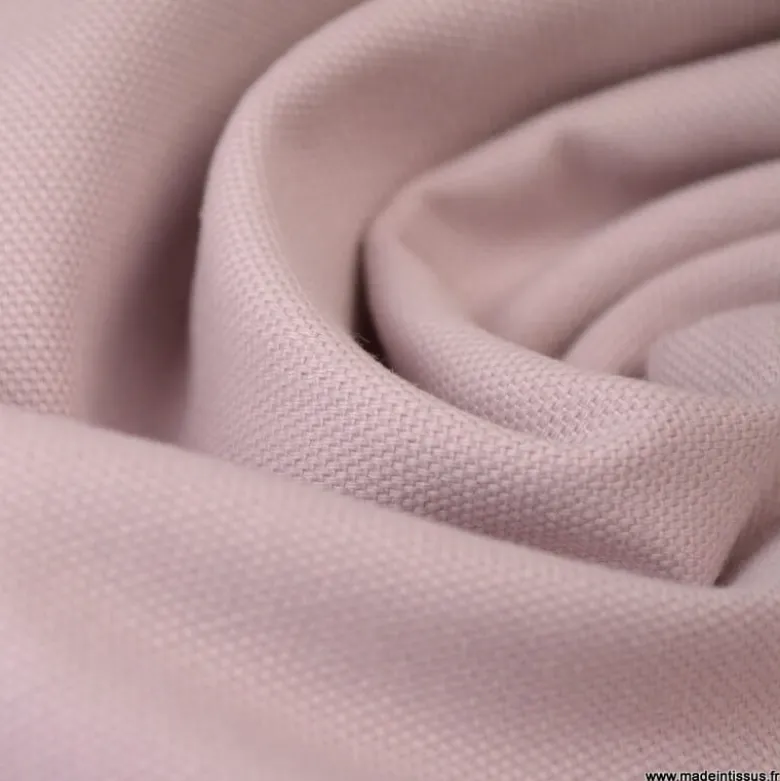 Tissu demi natté coton Rose poudré