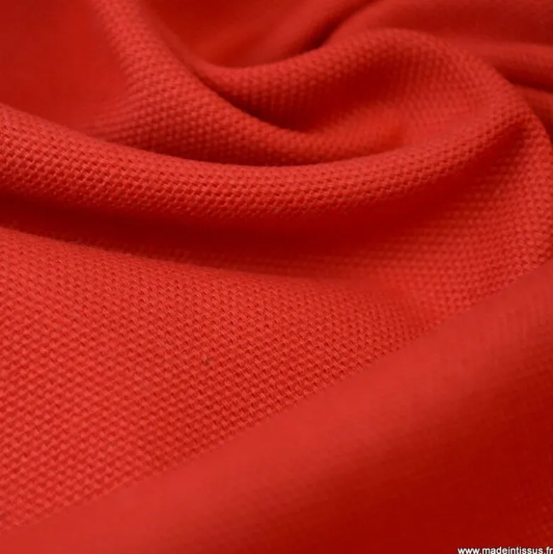 Tissu demi natté coton Rouge