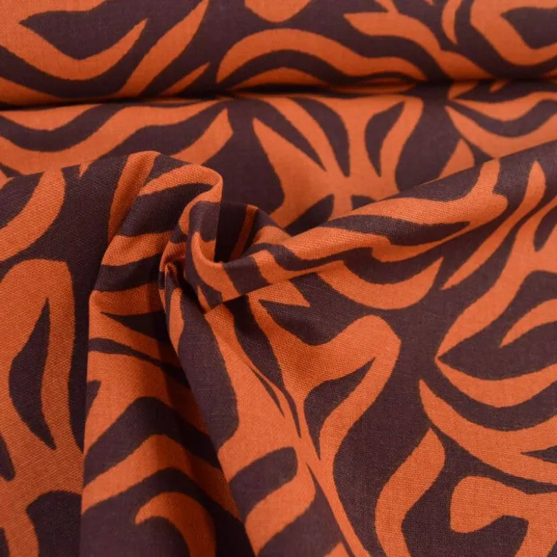 Tissu demi natté coton Yoram – graphique caramel & cacao