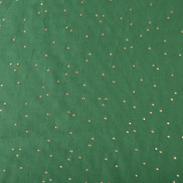Tissu demi natté de Noël Pimiz motif pois dorés fond empire - OEKO TEX