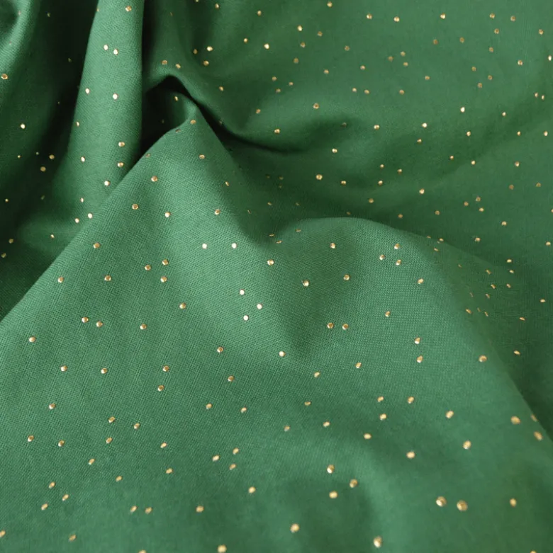 Tissu demi natté de Noël Pimiz motif pois dorés fond empire - OEKO TEX