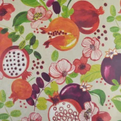 Tissu demi natté Enduit Grenadier motif grenades fond lin