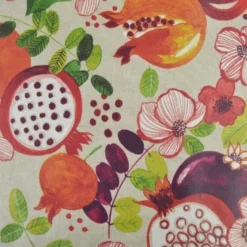 Tissu demi natté Enduit Grenadier motif grenades fond lin