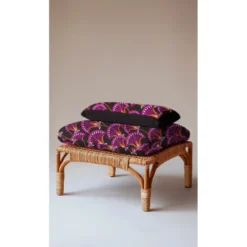 Tissu Demi-Natté Fleurs Fuchsia – Fond Gris Anthracite