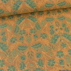 Tissu demi natté Lizandre fleurs vert canard