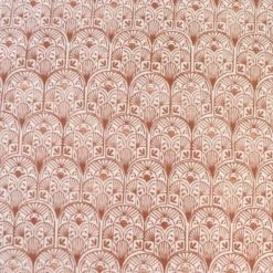 Tissu demi-natté motif art déco terracotta fond écru