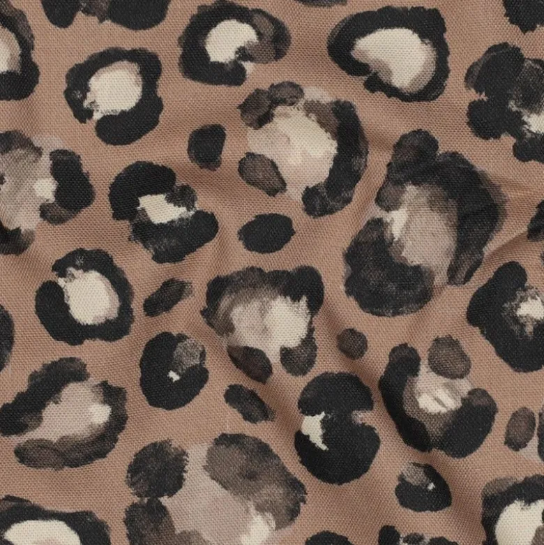 Tissu Demi-Natté motif léopard – Fond Camel