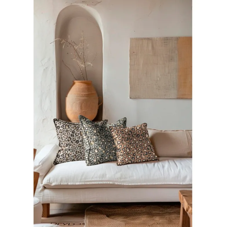 Tissu Demi-Natté motif léopard – Fond Camel