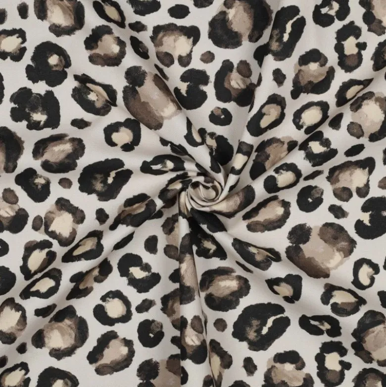 Tissu Demi-Natté motif léopard – Fondbeige clair