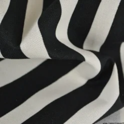 Tissu Demi-Natté Rayé – Noir & Blanc – Coton épais ameublement