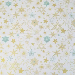 Tissu de Noël Edmé motif étoiles Or fond Blanc cassé - OEKO TEX