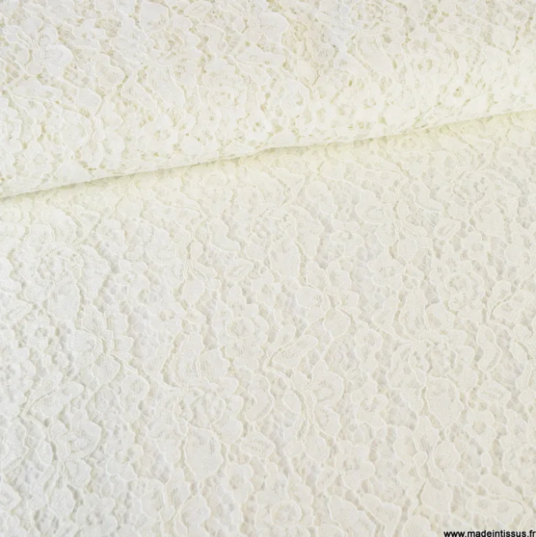 Tissu Dentelle guipure festonnée écru - Donatella
